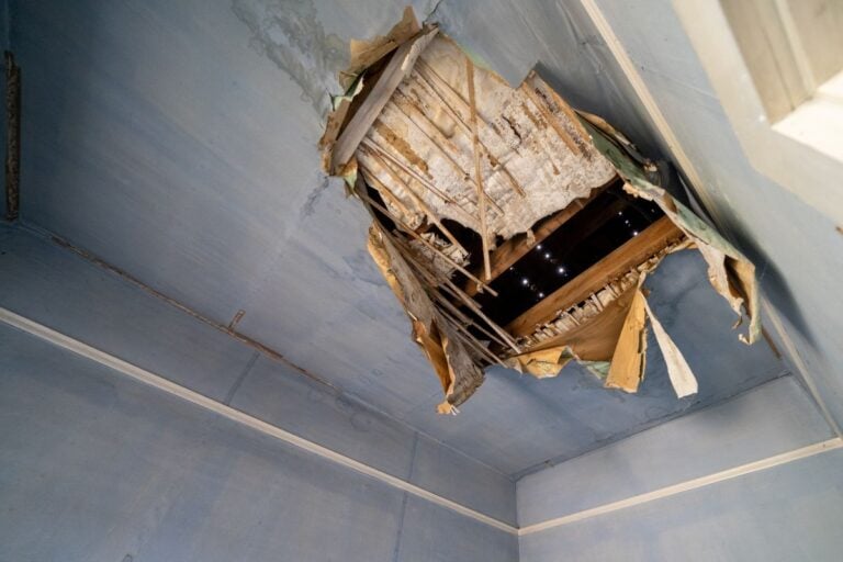 blue ceiling collapsed