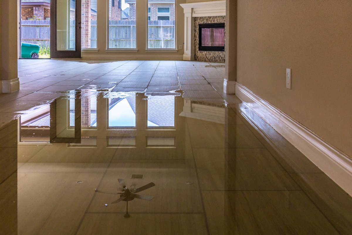 A house in suburb flooded from Hurricane